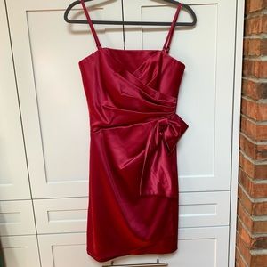 White House Black Market Red Strapless Mini Dress with Bow